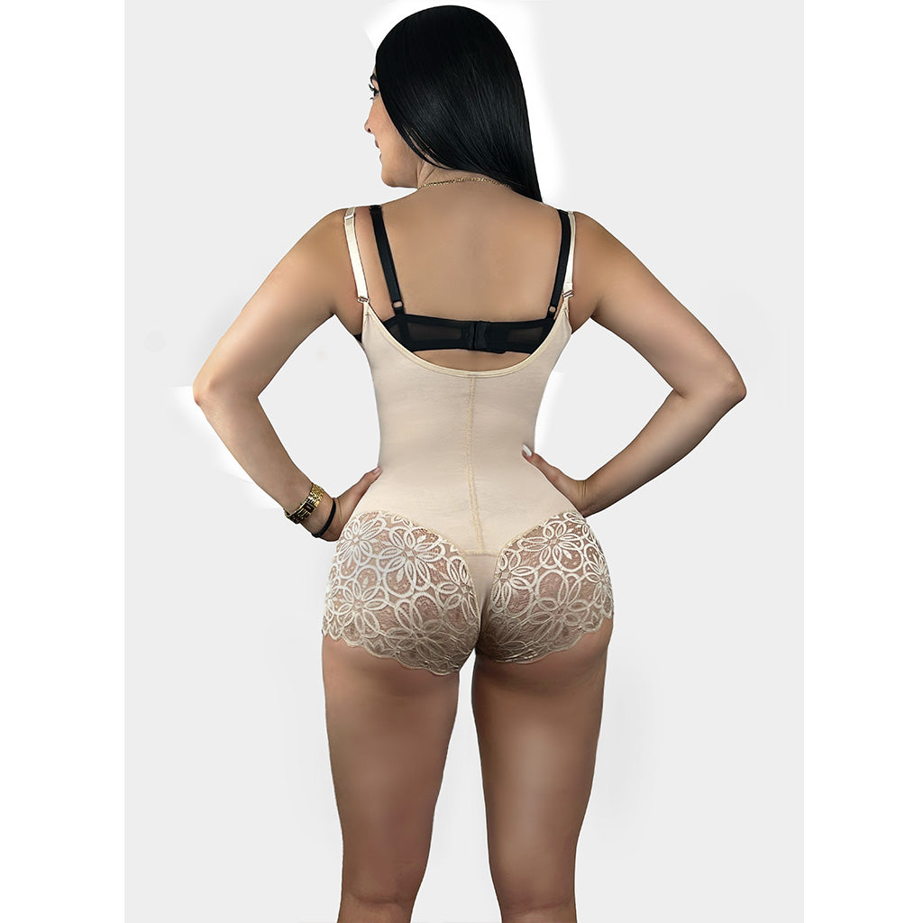 [V-180] Faja Body Short Encaje Doble Compresión Cintura Avispa