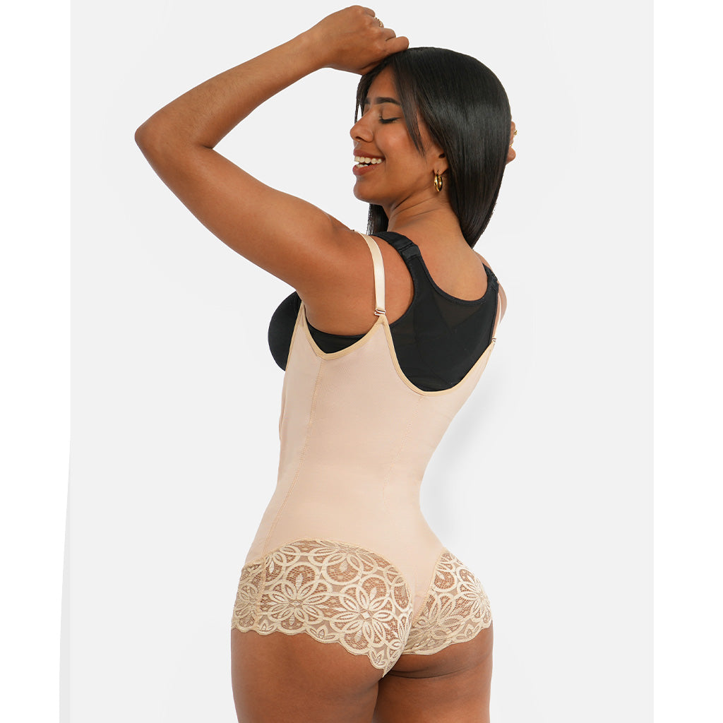 [V-180] Faja Body Short Encaje Doble Compresión Cintura Avispa