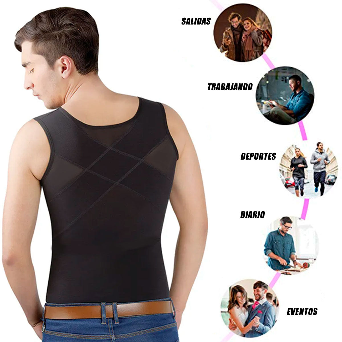 [V-101] Faja de Hombre Camiseta Doble Capa Ginecomastía