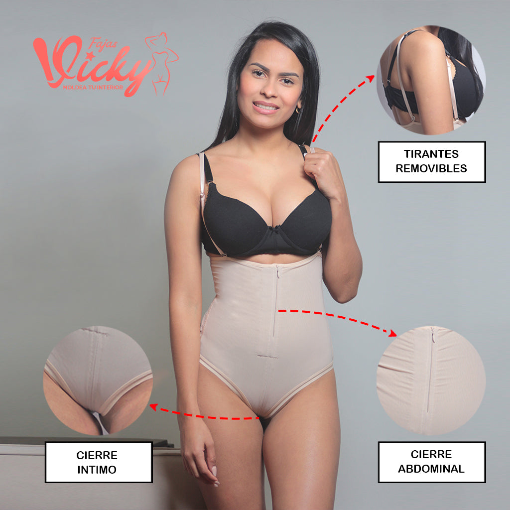 [V-064] Faja body Strapless Levanta Glúteos de Algodón y Powernet