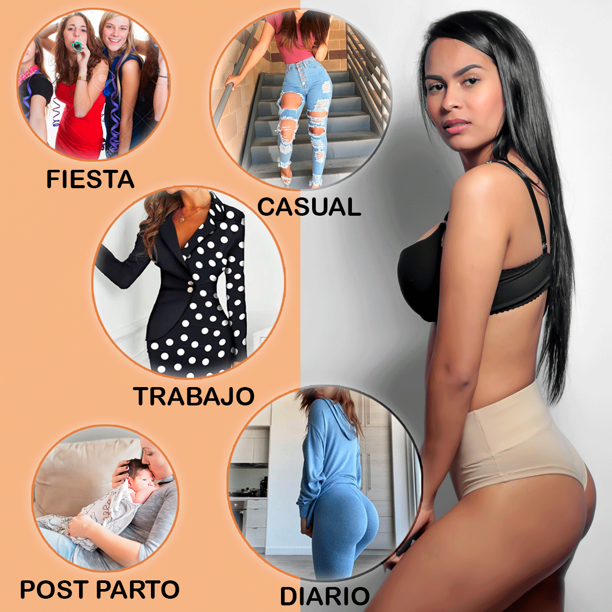 [V-008] Faja Bikini Ajuste bajo de Algodón Reduce y Moldea