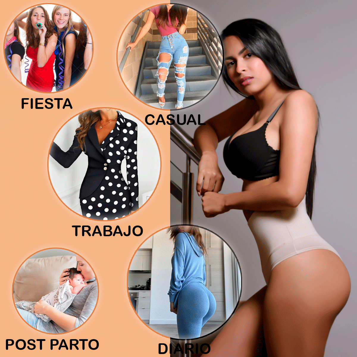 [V-015] Faja Moldeadora Bikini Ajuste Medio Abdomen de Algodón