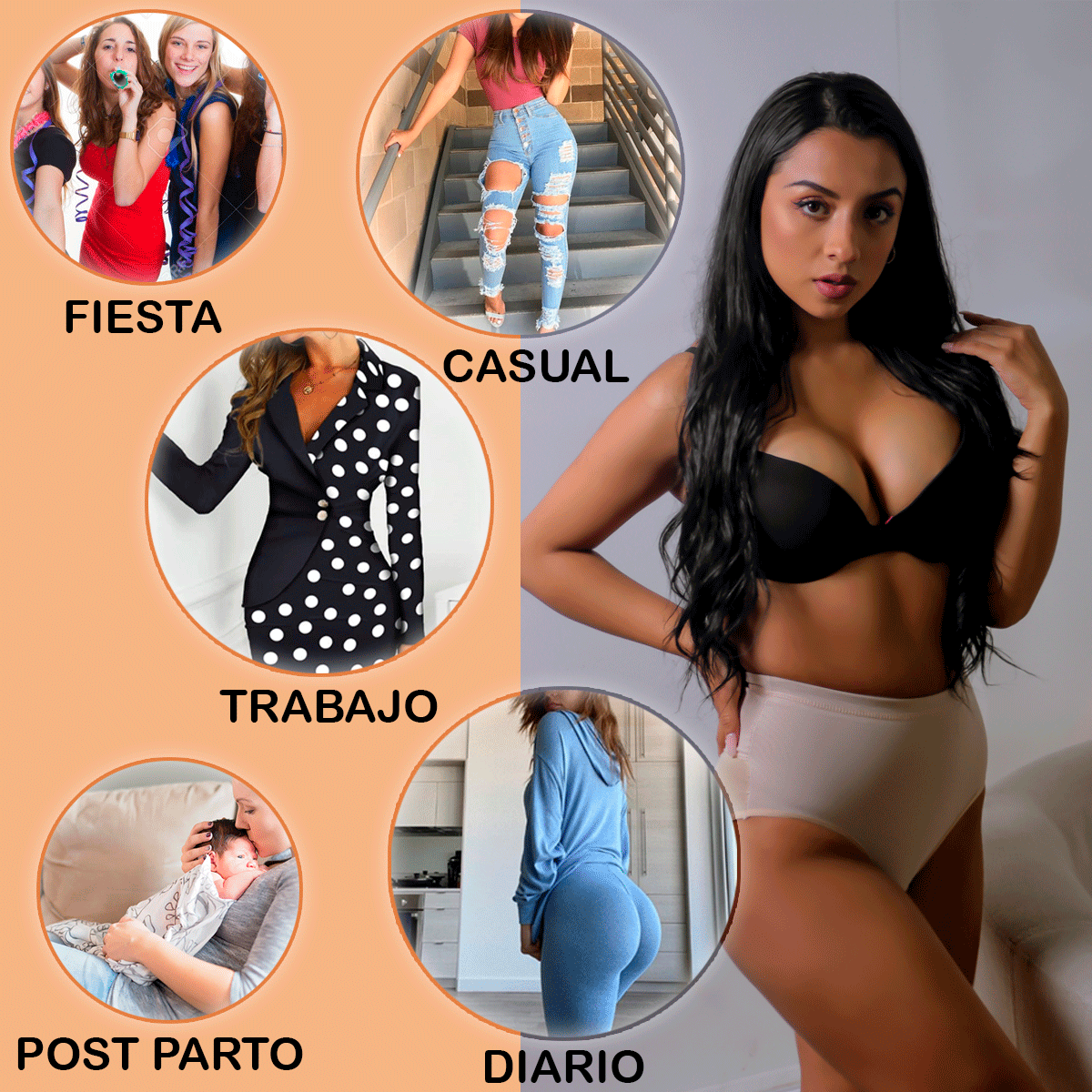 [V-022] Calzón Faja Ajuste Medio Powernet y Algodón