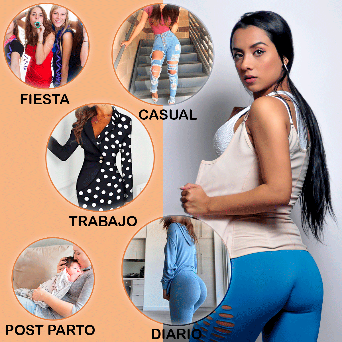 [V-048] Faja Chaleco Doble Presión de Tirantes Removibles Reloj de arena