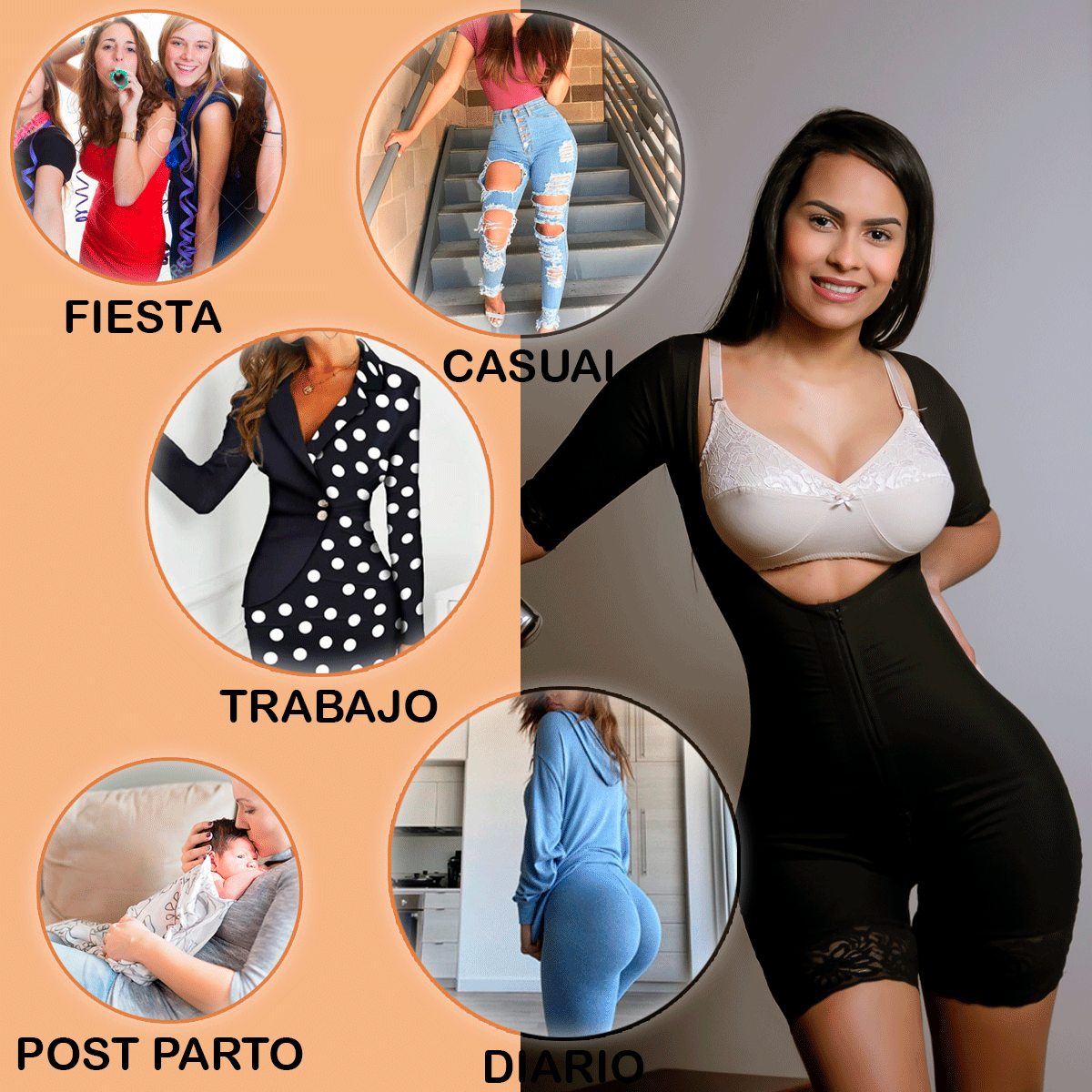 [V-054] Faja Enteriza con Mangas Moldeadora Post Parto Post Operatoria o de Uso Diario