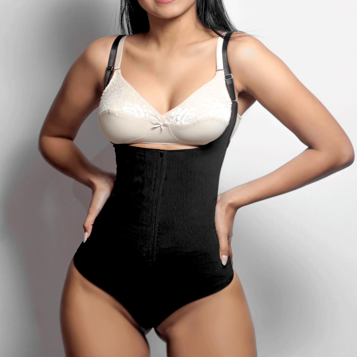 [V-065] Faja Body Semi Hilo Levanta Glúteos de Algodón y Powernet