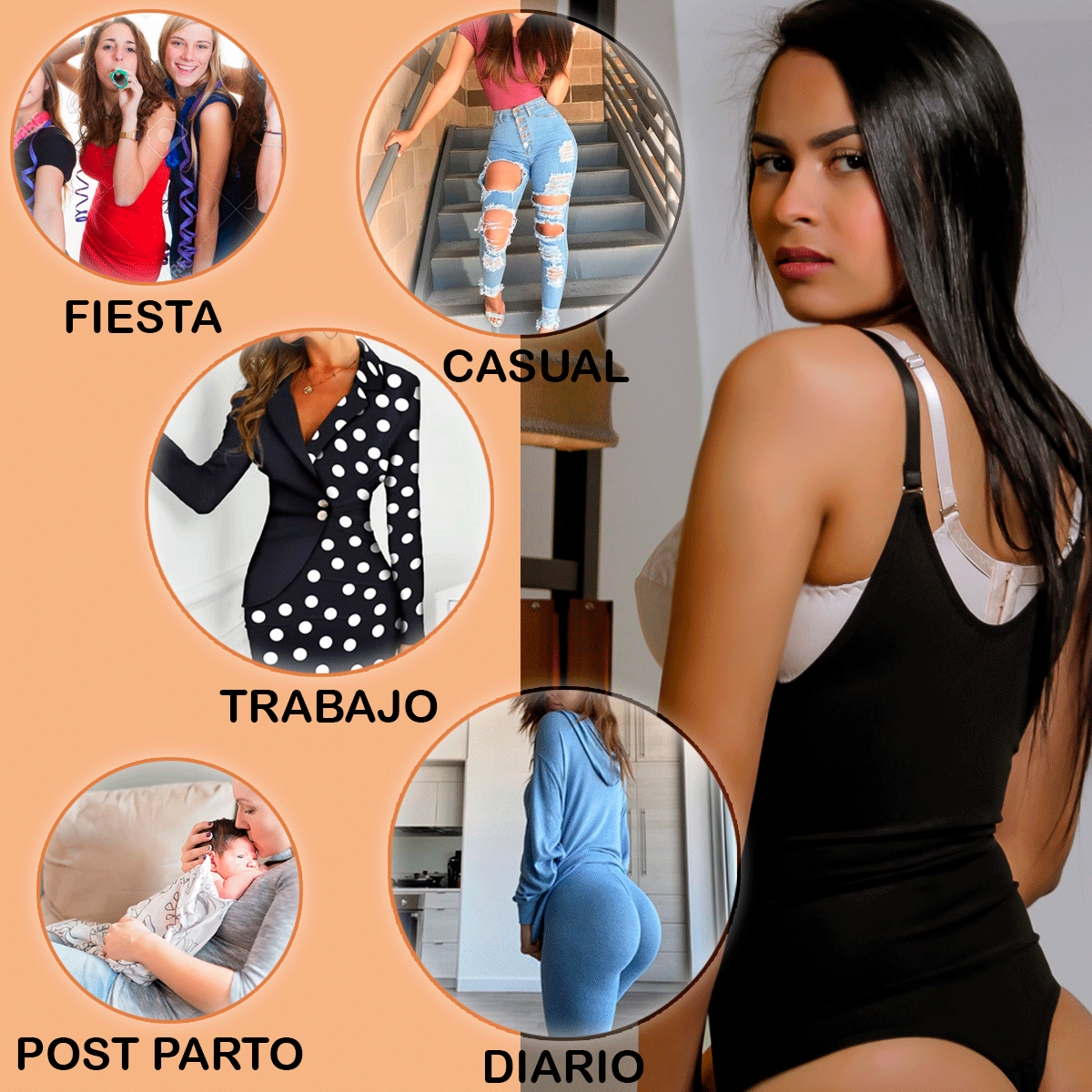 [V-065] Faja Body Semi Hilo Levanta Glúteos de Algodón y Powernet