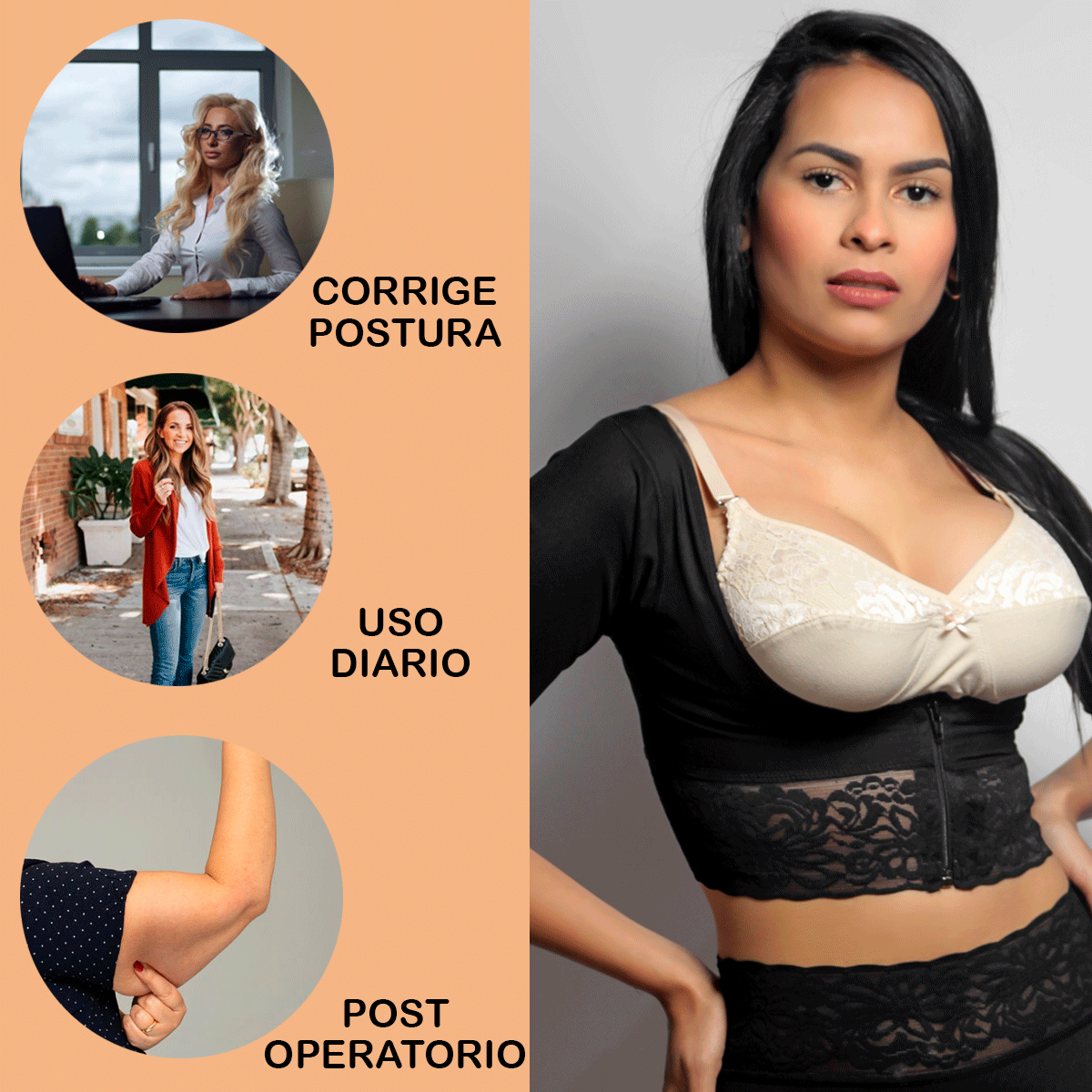 [V-069] Faja Moldeadora de brazos Corrector de Postura Vicky